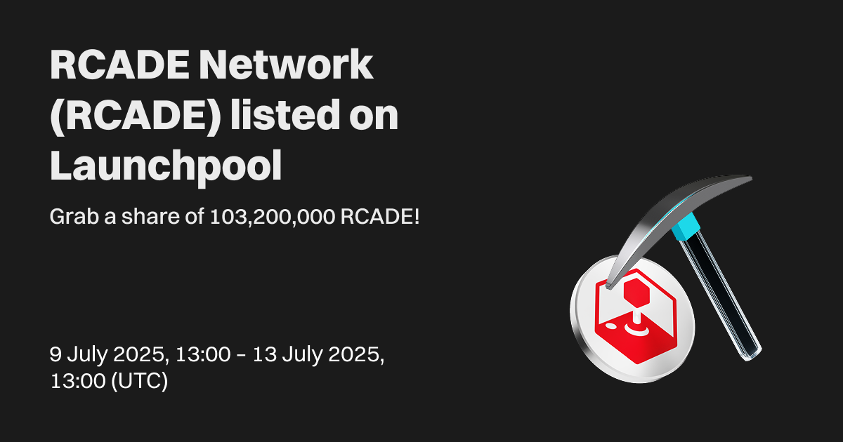 Bitget 上线 RCADE Network (RCADE) 现货交易，奖励的代币数量达 124,440,000 枚