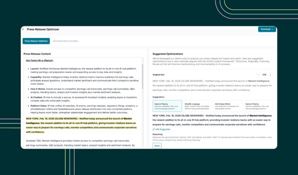 知悉（Notified） 推出 AI 新闻稿优化器，旨在强化企业叙事并增加 AI 引用量