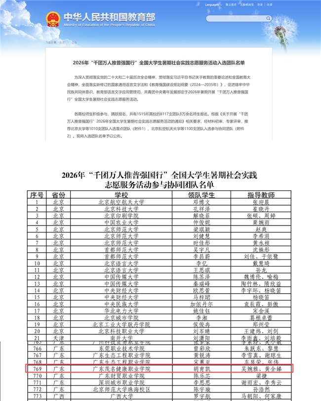 千团万人推普强国行：茂名健康学院医学生以普通话架桥 赋能基层医疗振兴