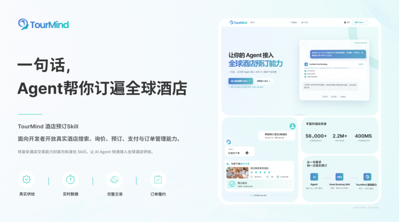 途灵集团重磅首发TourMind酒店预订Skill:一句话,Agent订遍全球